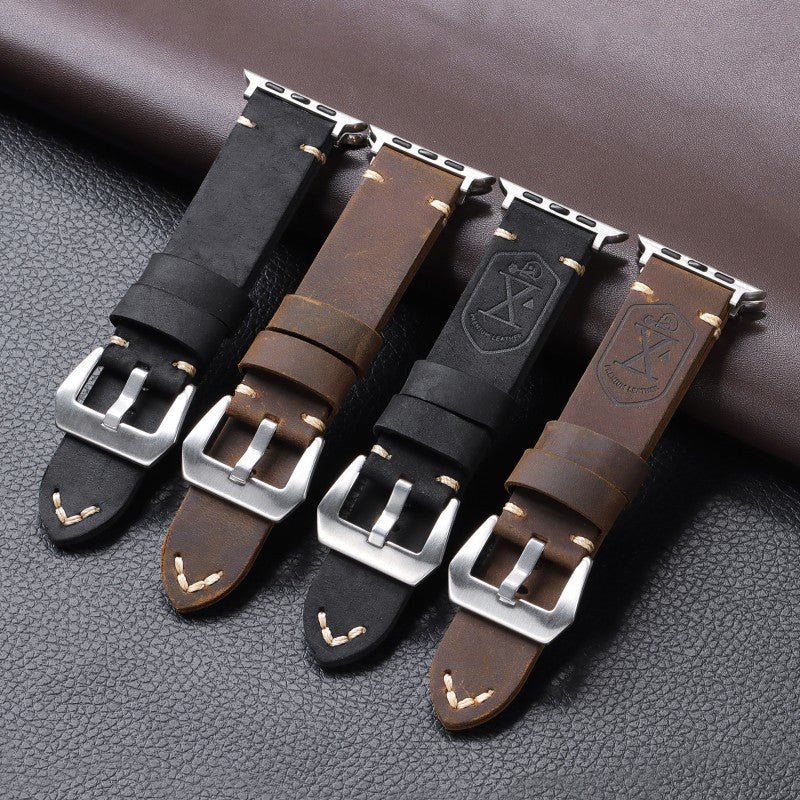 Vintage Leather Band For Apple Watch-Handmade