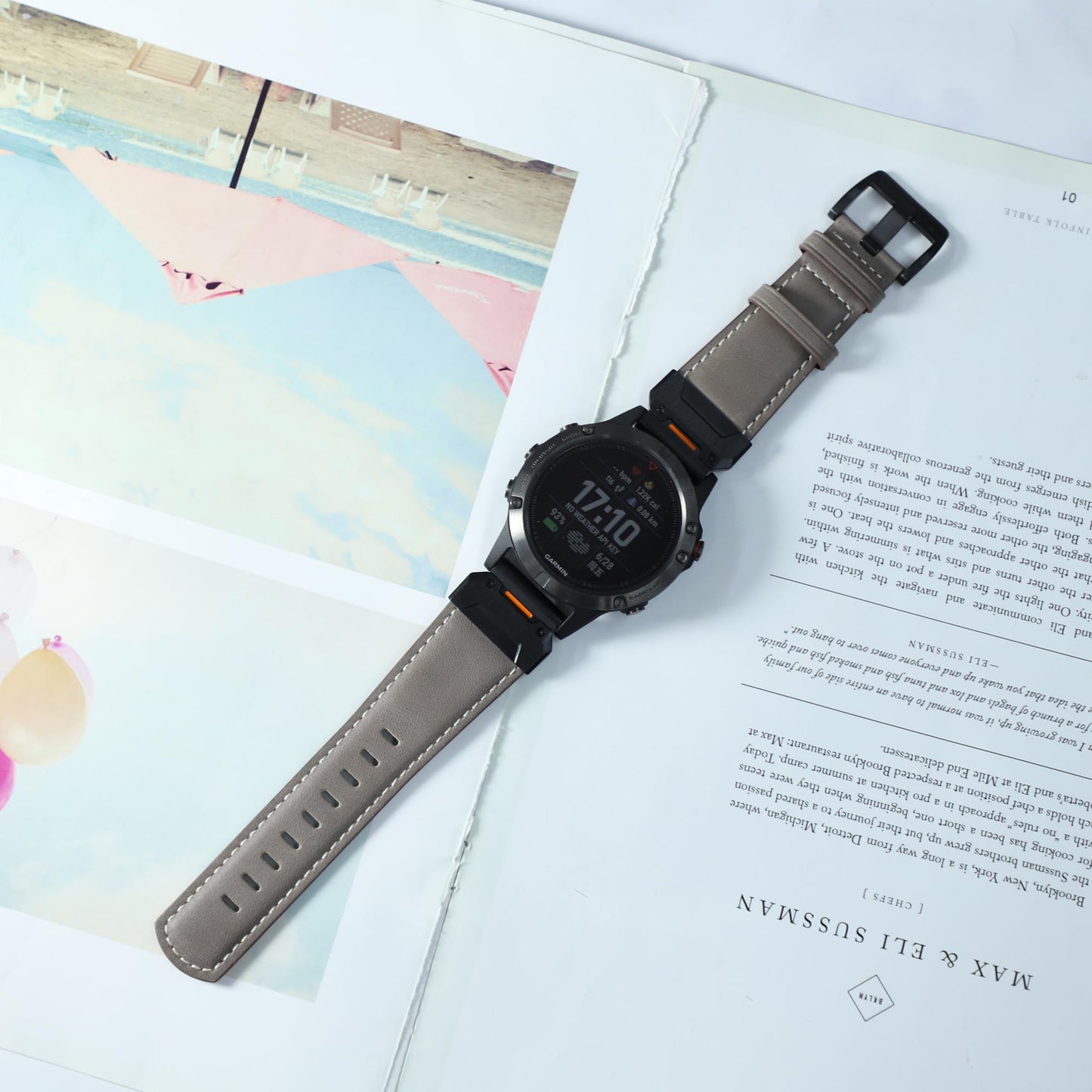 Genuine Leather Strap - For Garmin Fenix 8 7x 6x 5x Pro