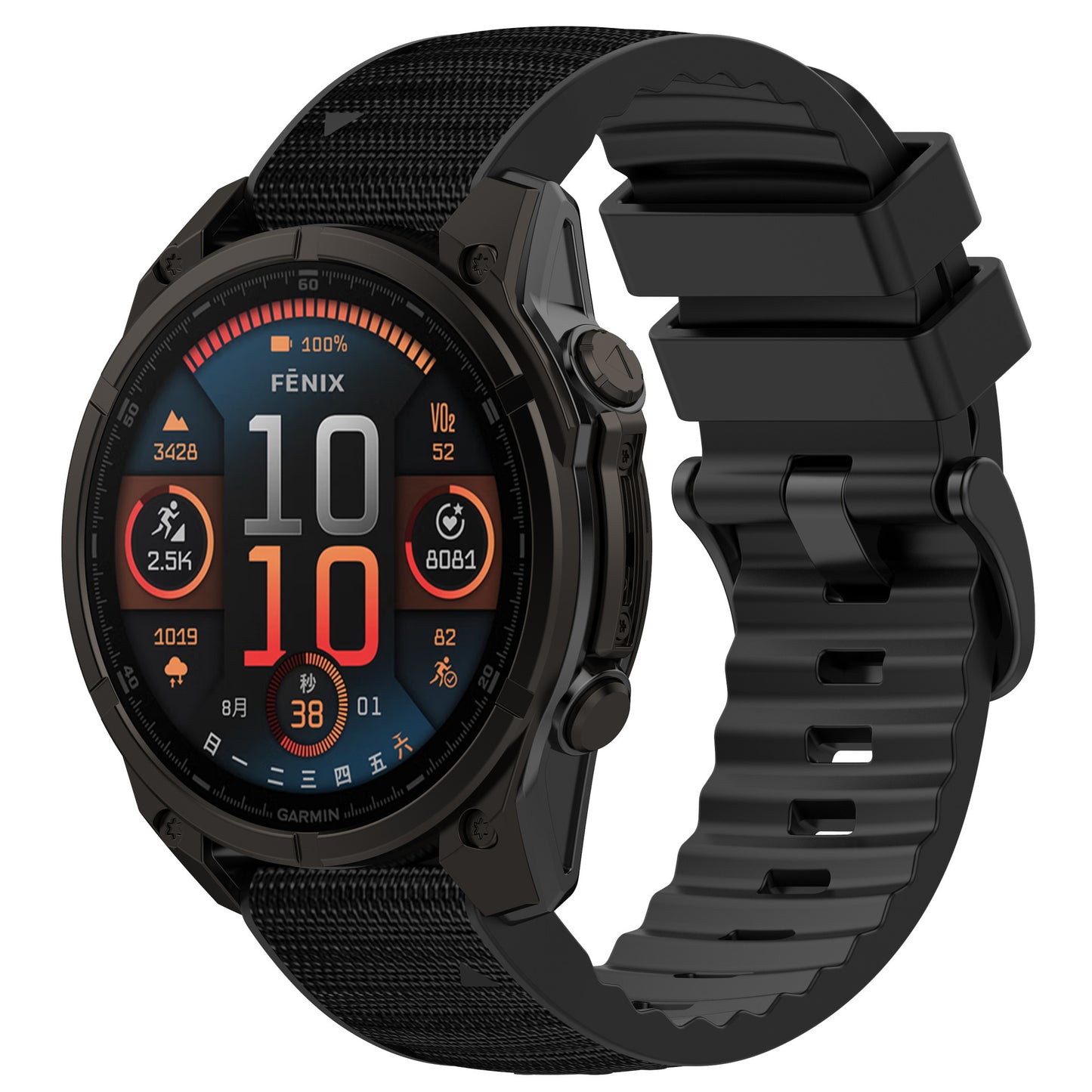 Silicone Leather + Nylon Fabric Strap For Garmin