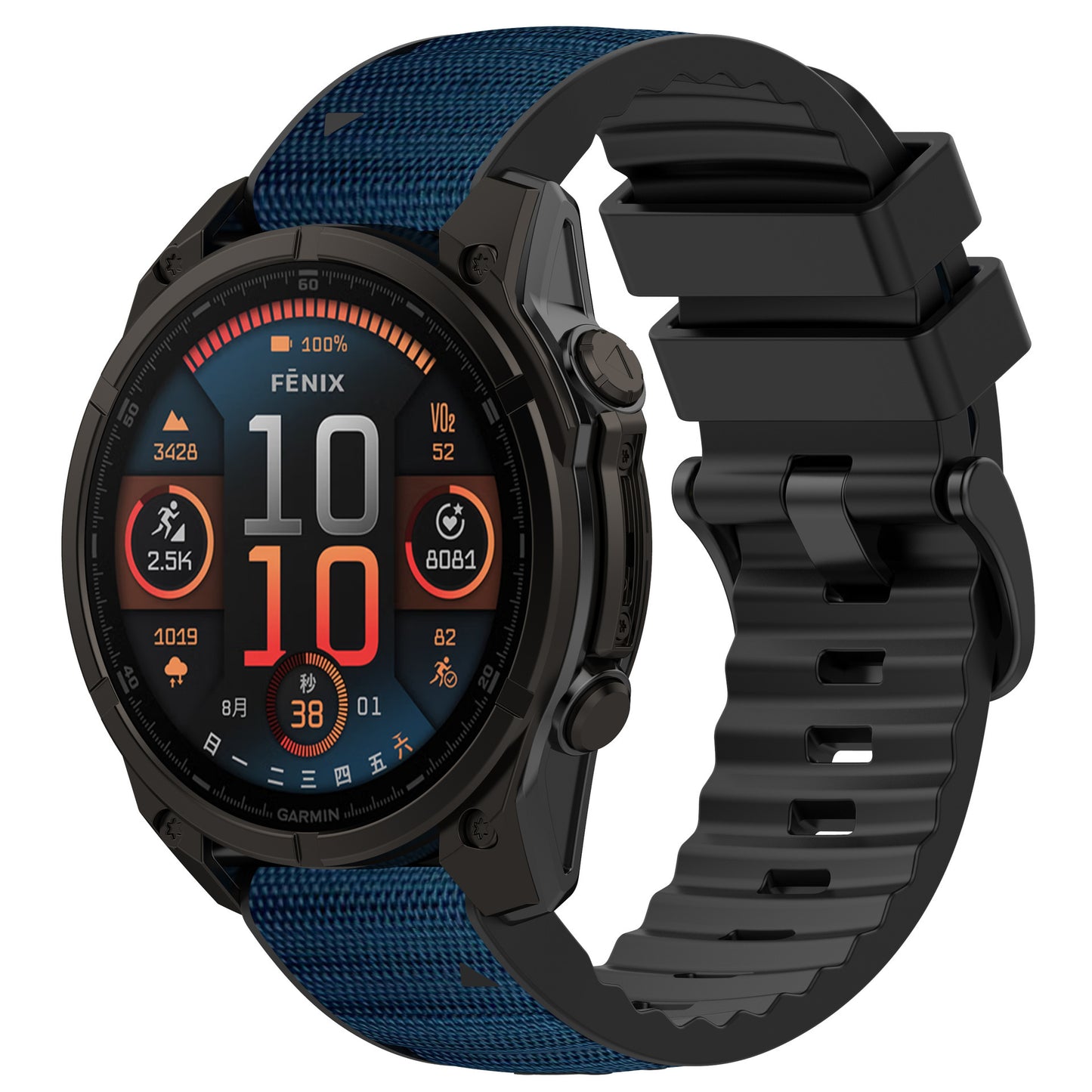 Silicone Leather + Nylon Fabric Strap For Garmin