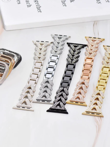 Diamond-encrusted Stainless Steel Band