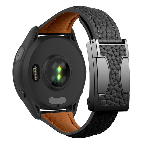 Leather Magnetic Buckle Strap For Garmin Venu 3/Forerunner255//265