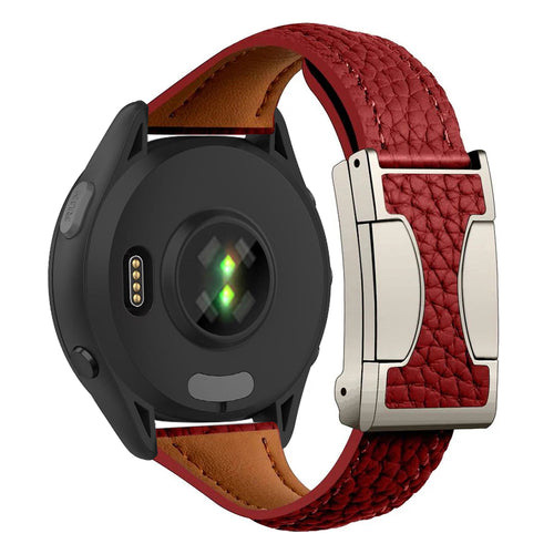 Leather Magnetic Buckle Strap For Garmin Venu 3/Forerunner255//265