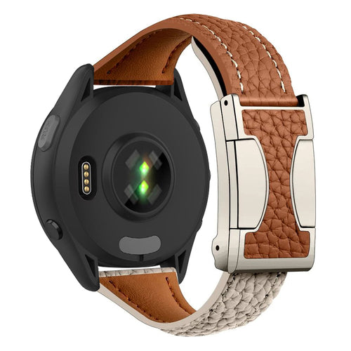 Leather Magnetic Buckle Strap For Garmin Venu 3/Forerunner255//265