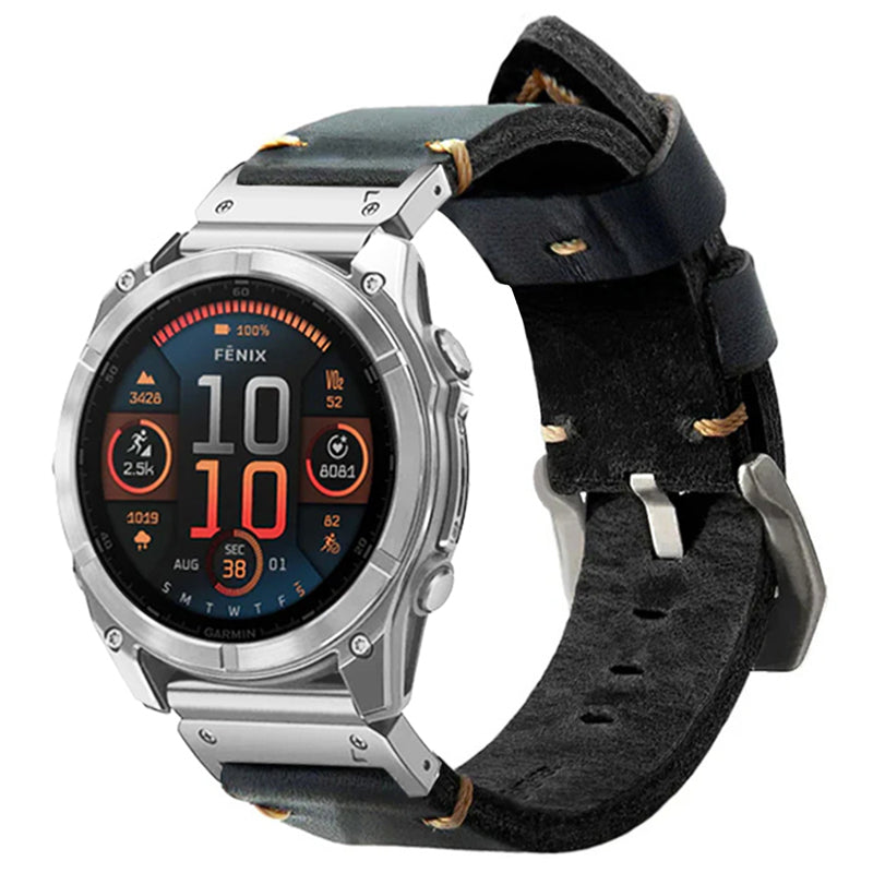 Vintage Leather Strap For Garmin Fenix 8 7X 6X Pro / 20mm/22mm/26mm