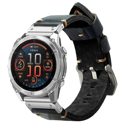 Vintage Leather Strap For Garmin Fenix 8 7X 6X Pro / 20mm/22mm/26mm