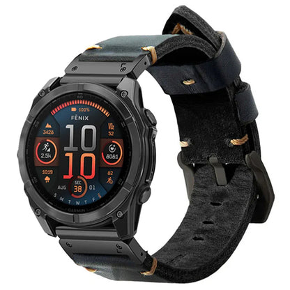 Vintage Leather Strap For Garmin Fenix 8 7X 6X Pro / 20mm/22mm/26mm