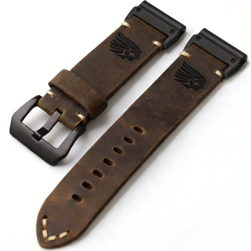 Vintage Leather QuickFit Strap For Garmin--Lengthened Size