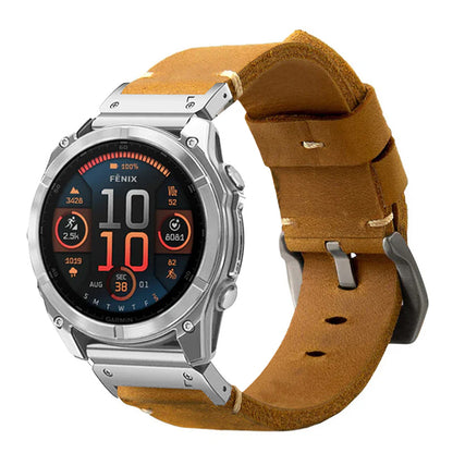 Vintage Leather Strap For Garmin Fenix 8 7X 6X Pro / 20mm/22mm/26mm