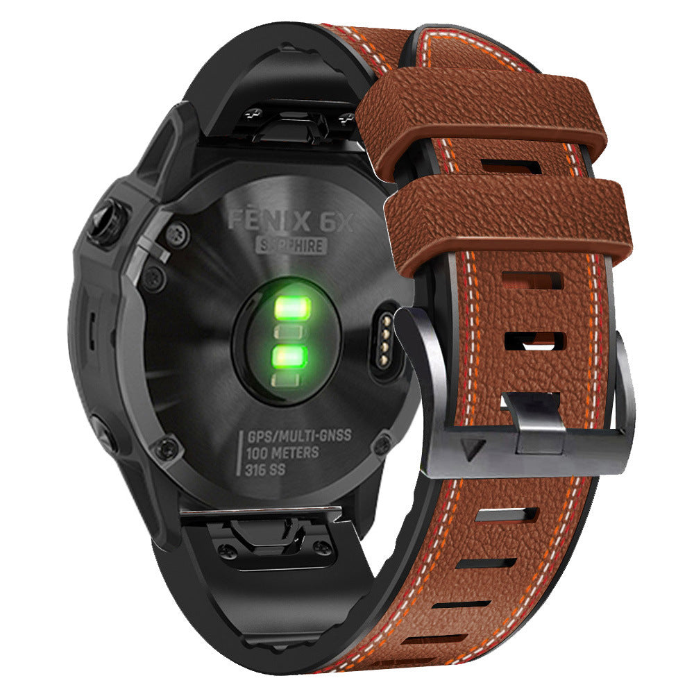 Grained Leather Strap for Garmin Watch