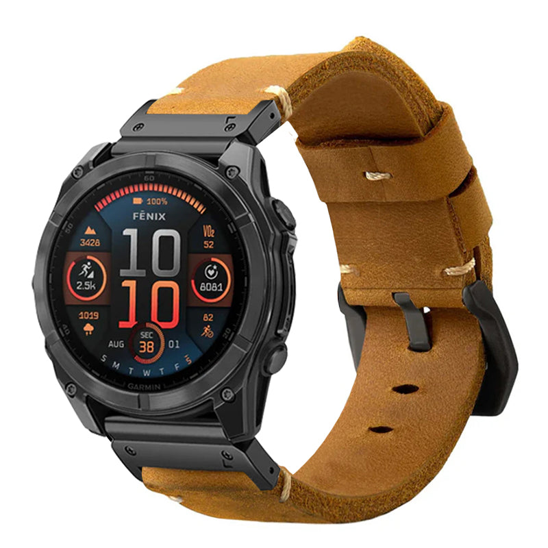 Vintage Leather Strap For Garmin Fenix 8 7X 6X Pro / 20mm/22mm/26mm