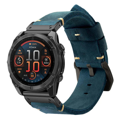 Vintage Leather Strap For Garmin Fenix 8 7X 6X Pro / 20mm/22mm/26mm