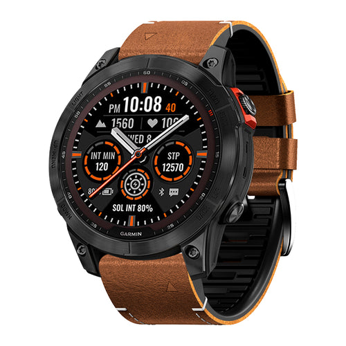 TPU+LeatherBand For Garmin Fenix 8 7X 6X Pro