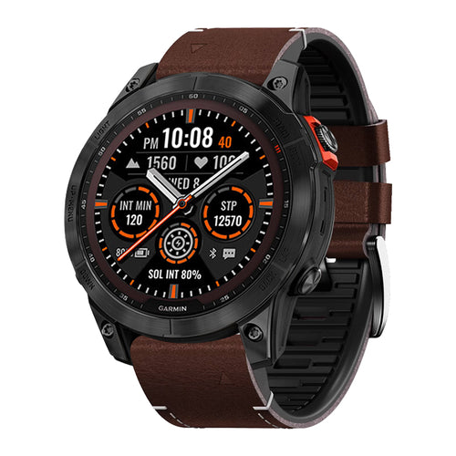 TPU+LeatherBand For Garmin Fenix 8 7X 6X Pro