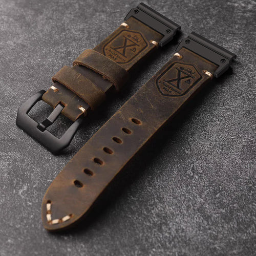 Vintage Leather QuickFit Strap For Garmin--Lengthened Size