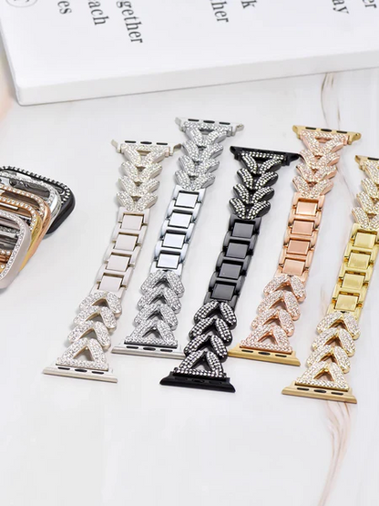 Diamond-encrusted Stainless Steel Band